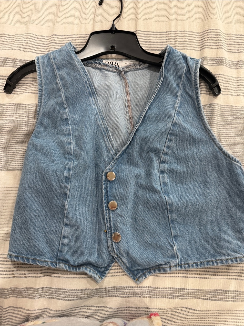Zara Light Blue Denim Vest with Snap Buttons